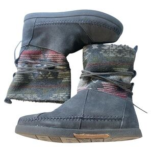 Toms Grey Suede Jacquard Boots